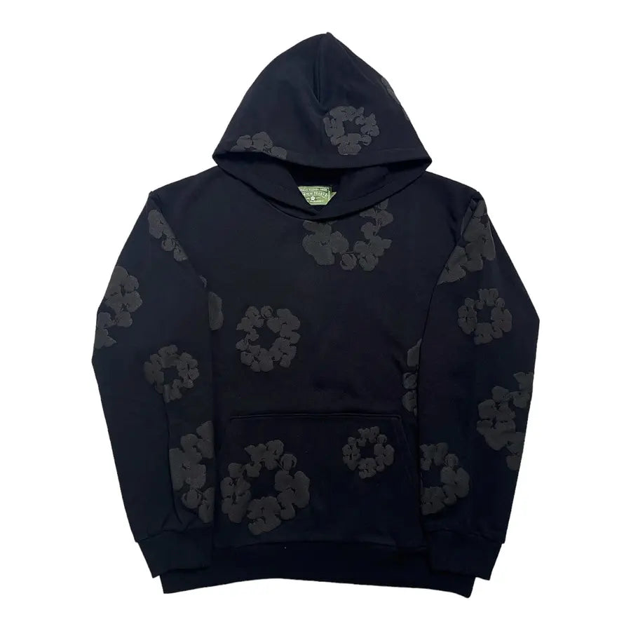 Denim Tears Cotton Wreath Hoodie Black Monochrome